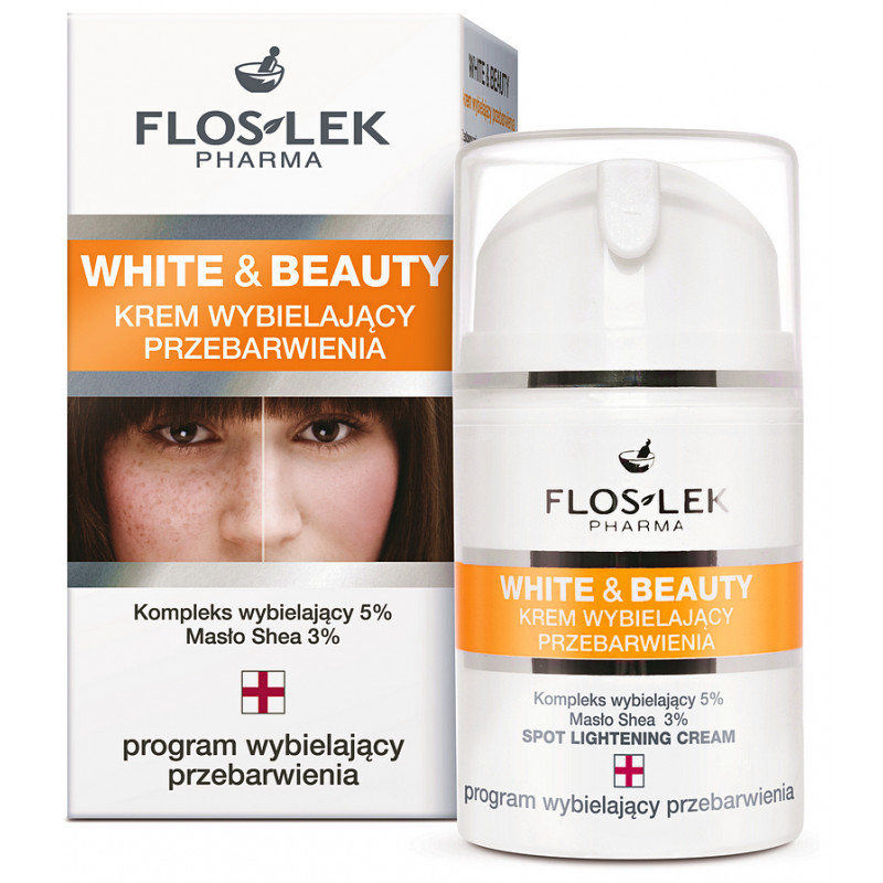FLOSLEK White & Beauty, Krem wybielający przebarwienia, 50 ml