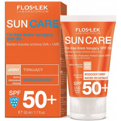 FLOSLEK Sun Care, Ochronny Krem Tonujący SPF 50+, Cera Sucha i Wrażliwa
