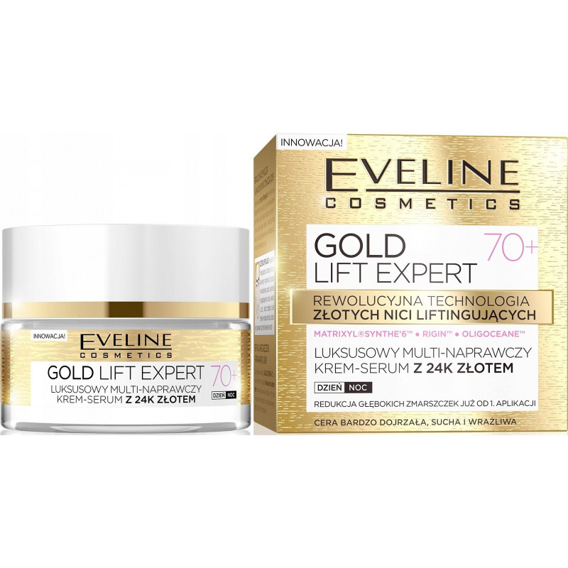 EVELINE Gold Lift - Krem-Serum Odbudowujący 80+